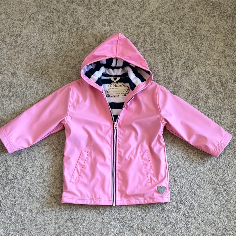 Hatley girls 4T zip up rain jacket lined